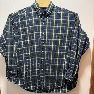 Ralph Lauren Blake Shirt Men's Size XL Flannel Blue Green Plaid Button Up Logo